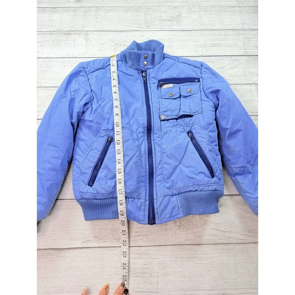 McGregor Vintage Youth Kids Bomber Jacket Coat Blue Pockets Size 12
